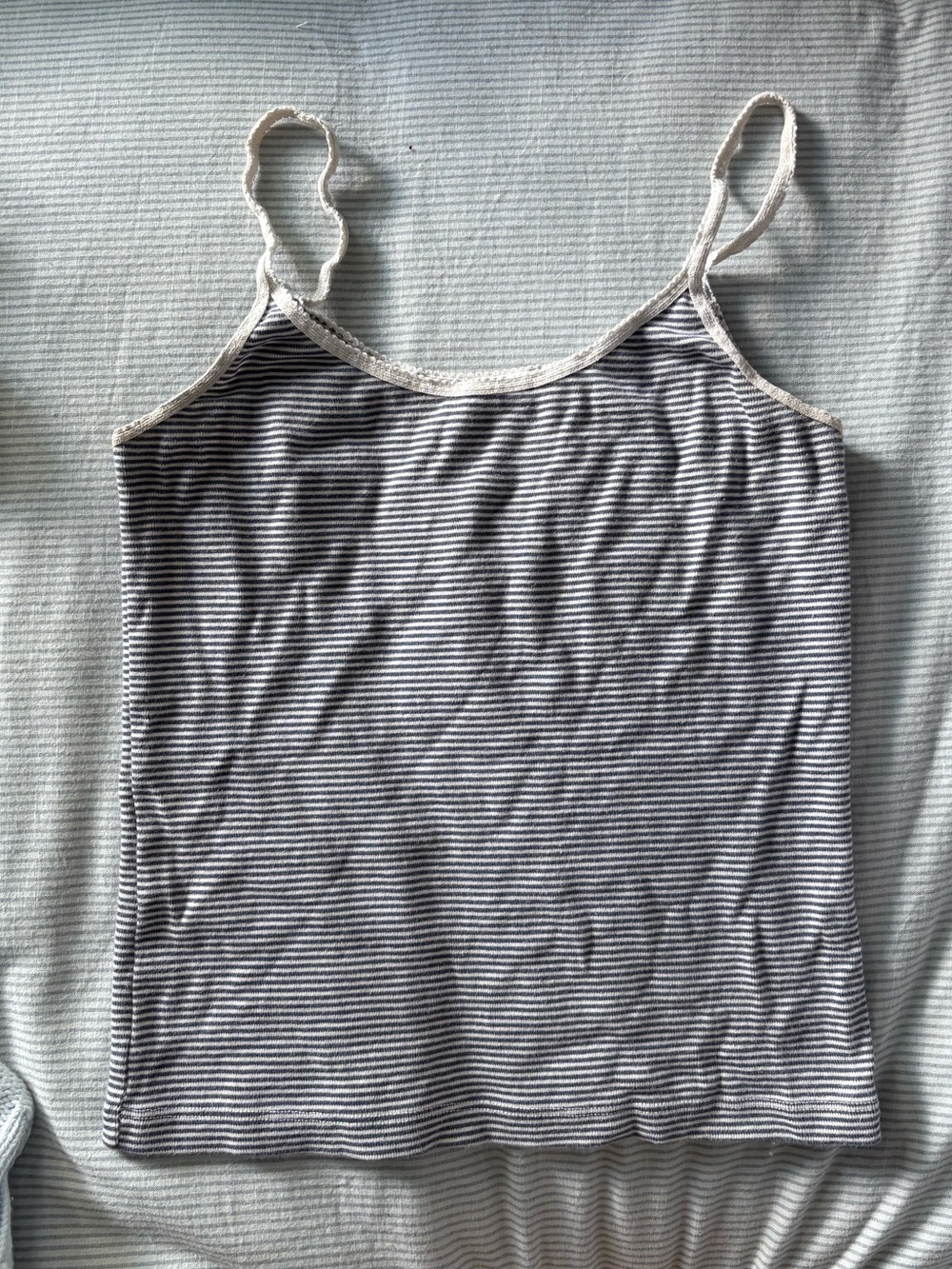 Brandy Melville Striped Naby & White Tank Top